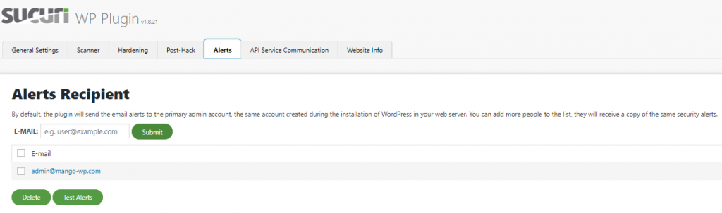Sucuri Email alert