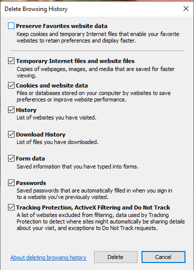 How to clear cache in Internet Explorer 9, 10 and 11