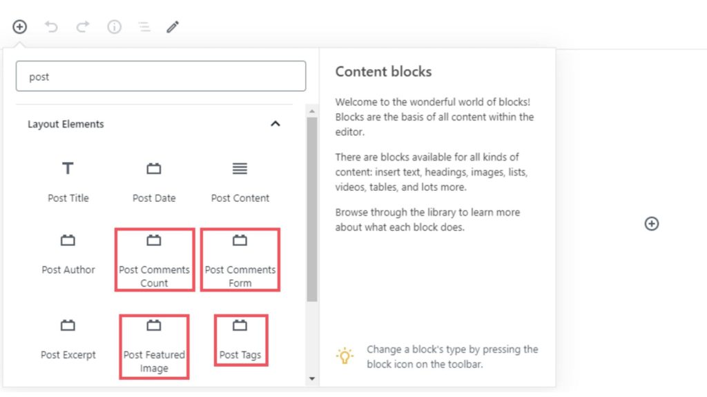 The block editor tip section now rotates messages